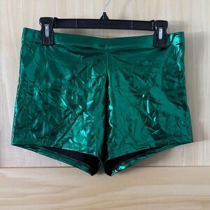 Shiny Emerald Green Women's Stretchy Mini Shorts
